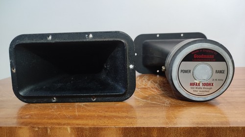 Pair of Vintage Goodmans HIFAX 100HX Horn Tweeters * 100W * Includes cross-overs - Picture 2 of 15
