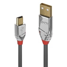 Lindy 5m USB 2.0 Type A to Mini-B Cable, Cromo Line - 36634
