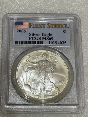 2006 Silver Eagle PCGS MS69 ~~ First Strike Flag Label ~~ Pristine ~~ (035)