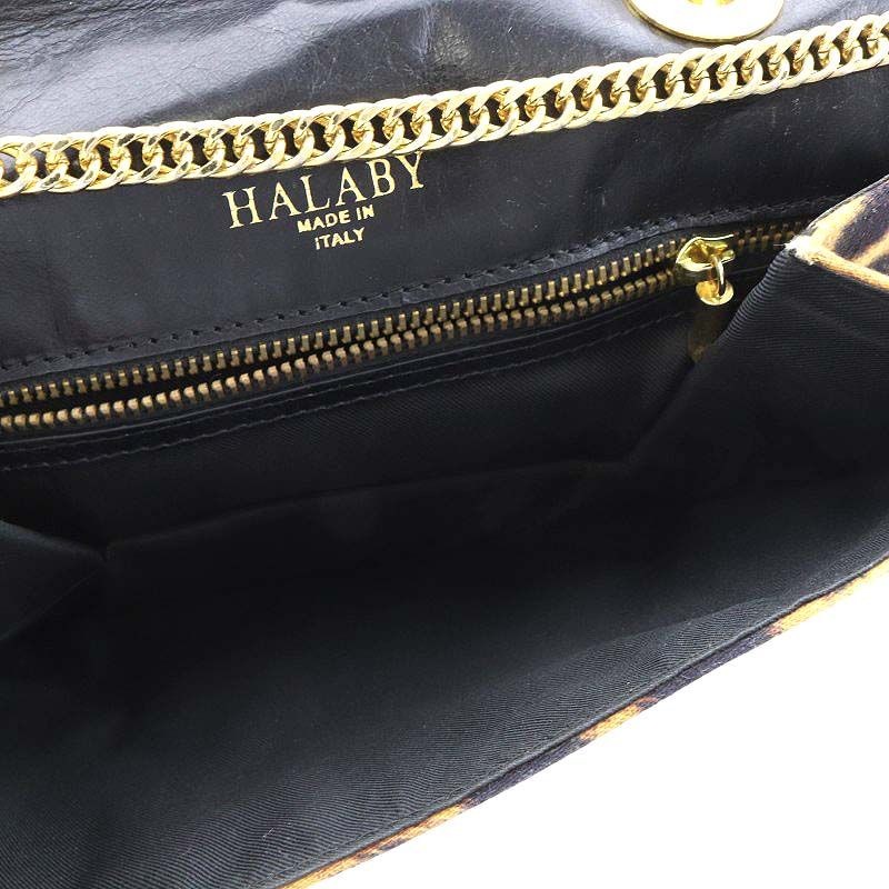 HALABY Shoulder Bag Leopard Pattern Leather Brown… - image 7