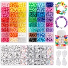 3960pcs Rainbow Pony Beads Kit for Jewelry  Craft Making - 48 Colors, Letter...