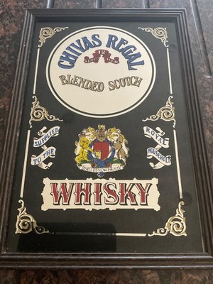 Chivas Regal Scotch Whisky Vintage Spiegel Werbeschild Holzrahmen Mancave Pub