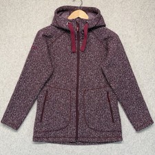 Rab Amy Hoody Women  s M Fleece Jacket Full Zip Hooded Heather Burgundy