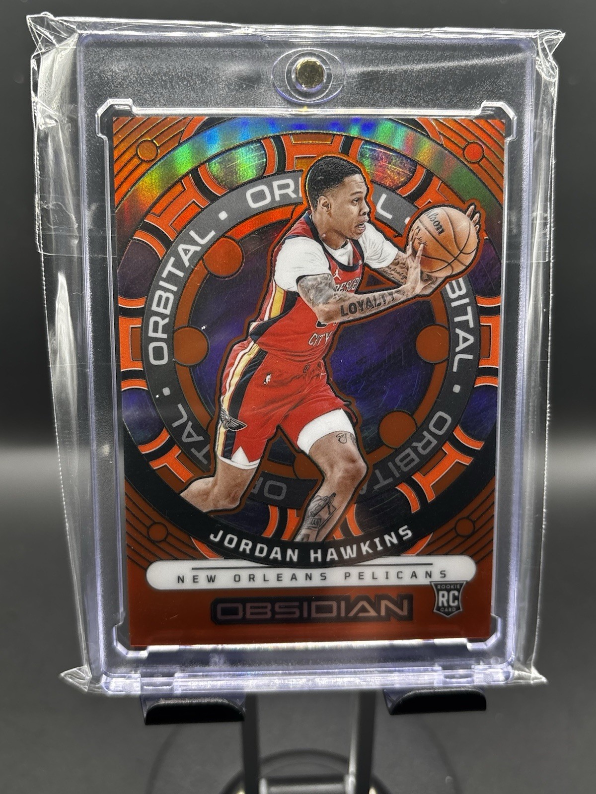 2023-24 Panini Obsidian Jordan Hawkins Orbital Orange Etch RC /75 Pelicans