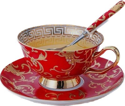 YBK Tech EuroStil Knochenporzellan Tasse & Untertasse Set, 200ml Kaffee Tasse...
