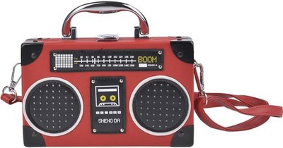 QZUnique Tape Shaped Shoulder Bag Radio Recorder PU Crossbody Bag Women's Ret...