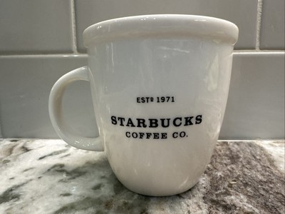 Starbucks Barista 6 oz Espresso Cup, 2002, White w/ Blk Dbl Sided Design PO-LN