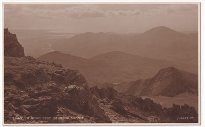 Yr Aran vom Snowdon Summit Nordwales RPPC Postkarte Richter Ltd Caernarfonshire