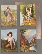 (4) Different 5"x7" Vintage Chromolithograph Calendar Prints - RELIGIOUS