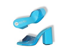 NWOB $650 Paris Texas Anja Mule Sandal Heels Shoes 37 US sz 7 Turquoise Leather