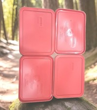Pyrex 7210-PC Red Rectangle Plastic Storage Replacement Lid Cover 4-Pack