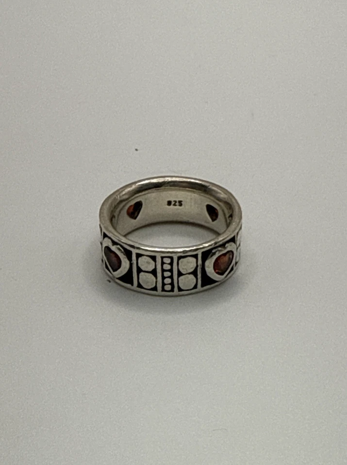 Stunning Sterling Silver 925 Heart Cut Pink Spinel Passion Love Band Ring Size 6 - Image 2 of 3