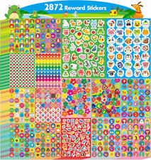 2872 Large Incentive Stickers, 64 Sheets round Encouragement Stickers, Animals D