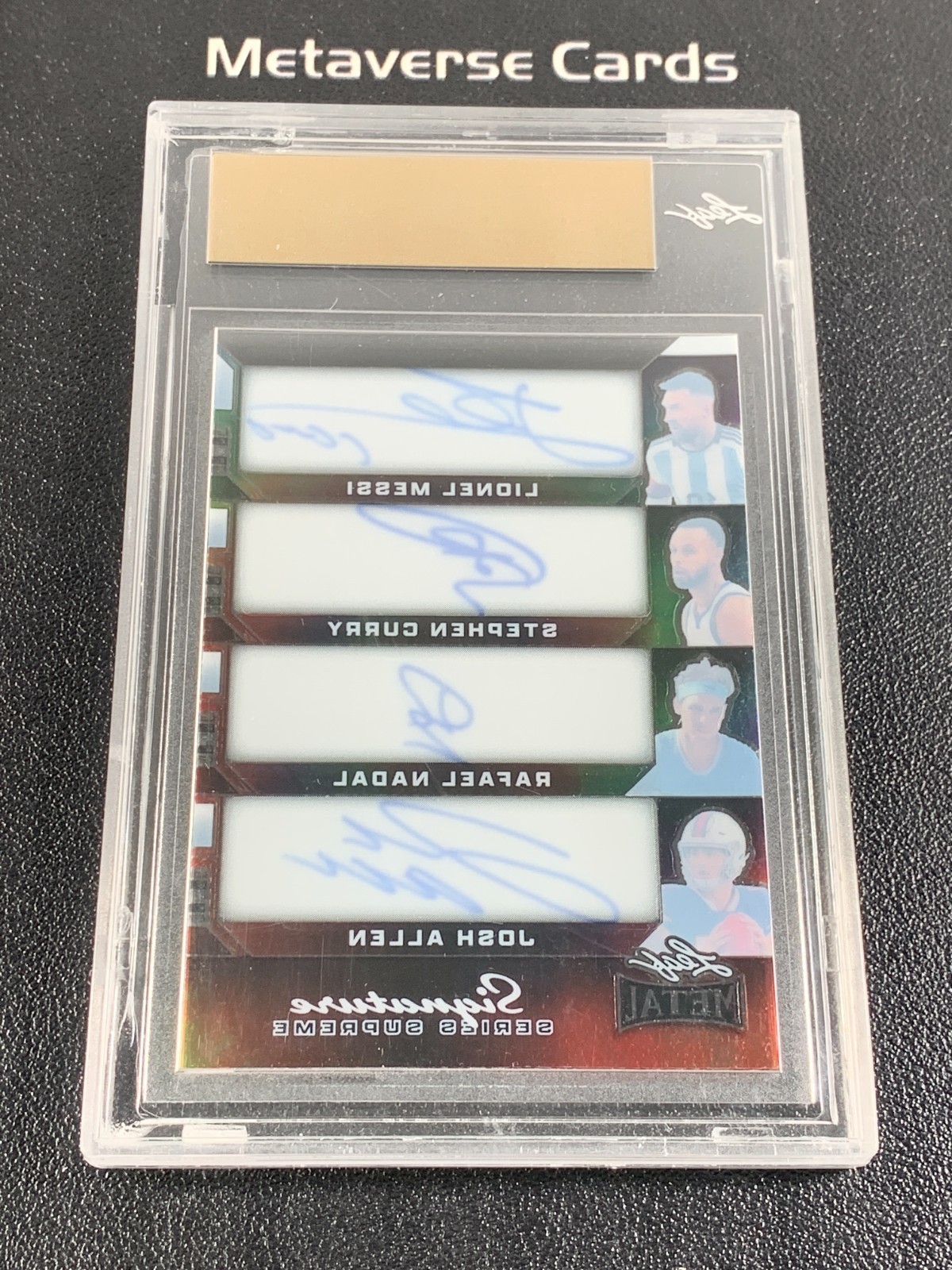 2024 Leaf Messi/Curry/Nadal/Josh Allen CLear Tie-Dye 1/1 Auto view 2