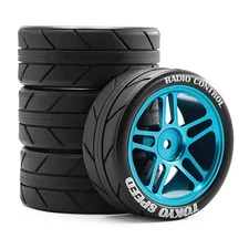 4PCS Aluminum Wheels Rims for 1/10 RC On Road Car TT01 TT02 XV01 FW06 Tamiya HSP