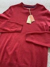 Fat Face 88 Braunton Crew Jumper Washed Red Men  s M Sweater Cotton Wool NewWTags