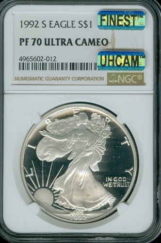 1992 S SILVER EAGLE NGC PF70 UCAM MAC UHcam & FINEST GRADE SPOTLESS .
