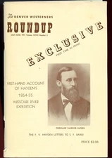 Denver Westerners Roundup Booklet, Hayden's 1854-55 Missouri River Expedition