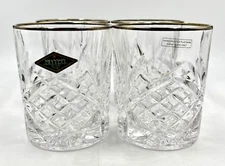 SET OF 4 SHANNON CRYSTAL DUBLIN PLATINUM OLD FASHIONED GLASSES