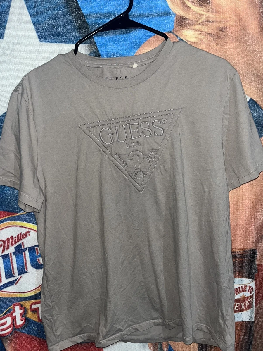 tan guess shirt