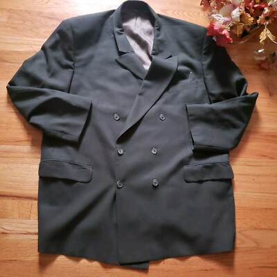 Savile Row Gold Lyford CT Double Breasted 48R GREEN 100% Wool Blazer Sport  S19