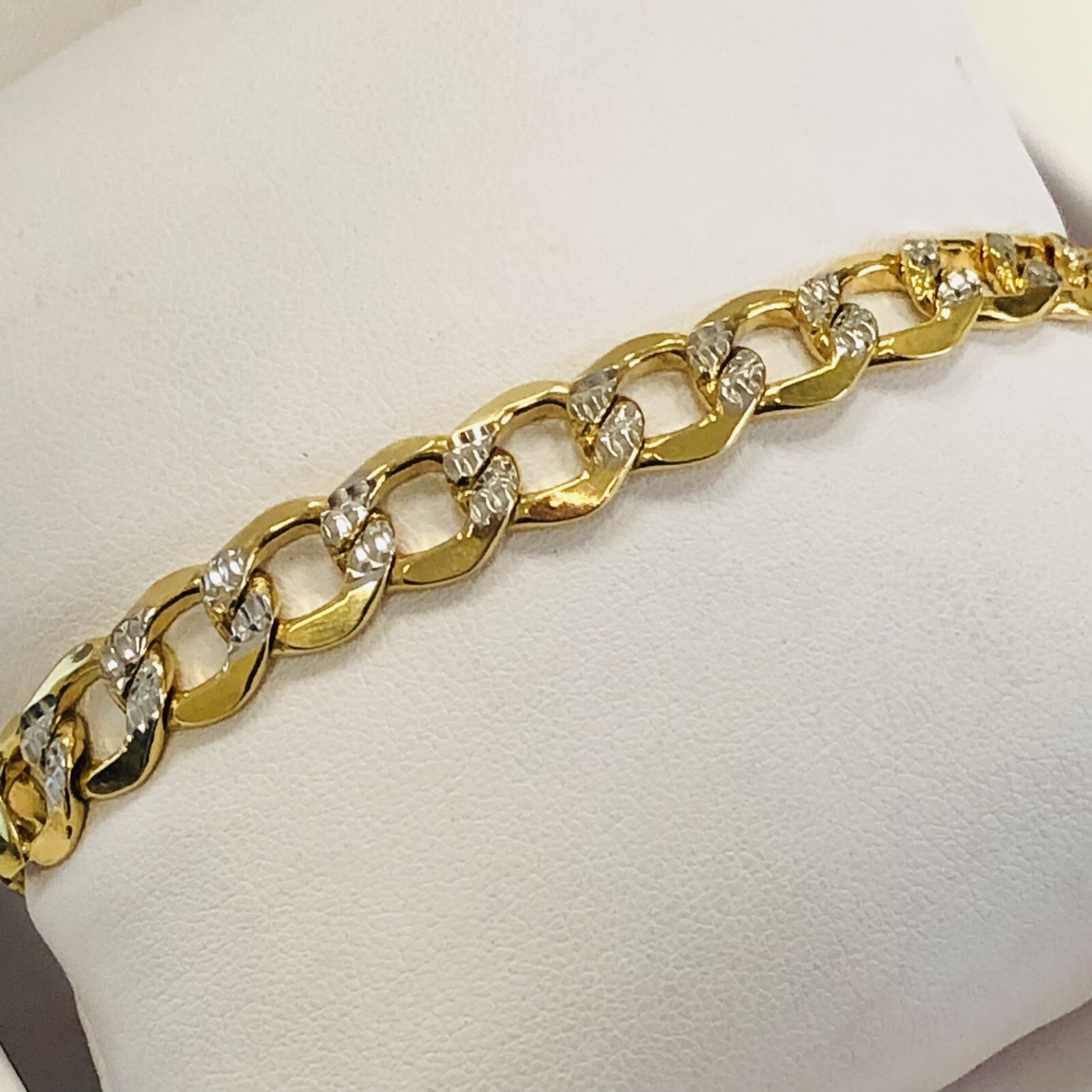 Solid 925 Sterling Silver Gold Plated Flat Cuban … - image 5