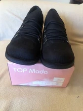 New With Box TOP MODA Black Suede Shoes Womens Size 6/5