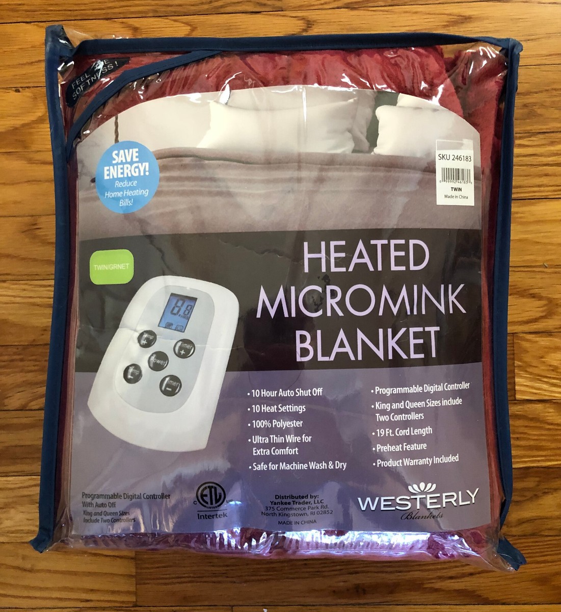 Westerly Heated Micromink Blanket Twin Garnet 10 Heat Settings NEW - Main Image