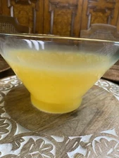 Mid Century Blendo Yellow Glass Bowl 10 1/2 By 6 1/2 
