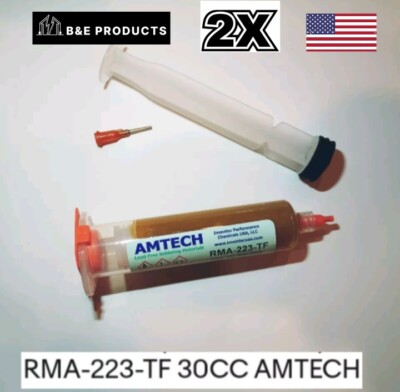 2PC GENUINE AMTECH!! RMA-223-TF Rosin Mildly Active Tacky Flux 30cc  ROL0 