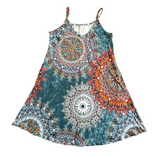 Women's Beach Dress Summer Casual Swing Dress V Neck Spaghetti Strap Green S