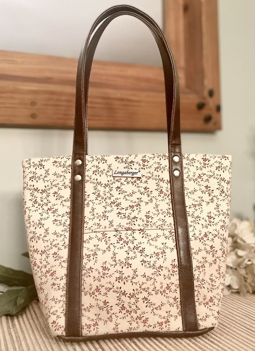 Vintage Longaberger Homestead Floral Handbag Fabric Travel Tote
