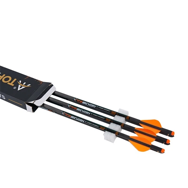 Paquete de 6 pernos de ballesta de carbono puro .006 de 20" flechas 385 grano con levas de media luna Foto 4 de 4