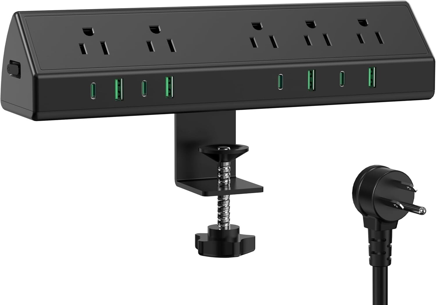 Surge Protector Power Strip with 4 USB-C and 5 AC Outlets - Tabletop Edge Clamp Design  -image