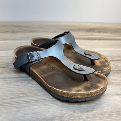 Birkenstock Gizeh Unisex Size 39 Leather Thong Sandal Blue Gray Womens  Mens