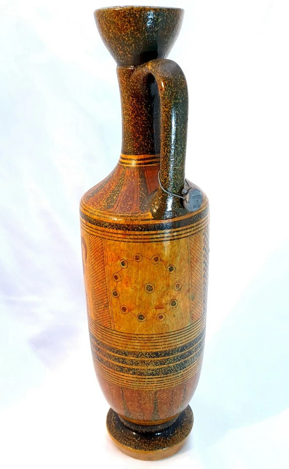 Vintage reproduction of Ancient Lekythos Greek Warrior Terracotta Vessel - Image 2 of 4