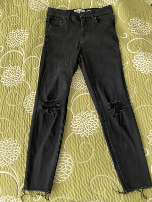 New Look black ladies lift & shape jeans ripped stretchy 8