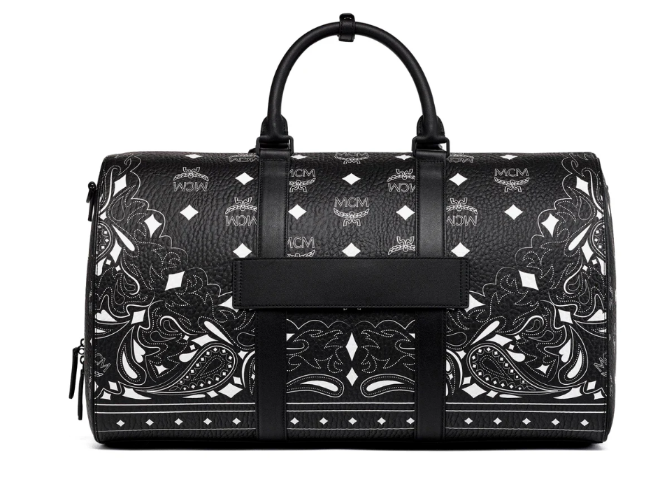 NEW WITH TAGS MCM Ottomar Bandana Visetos Weekender Bag BLACK | eBay