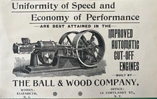 Elizabeth New Jersey Vintage Print Ad Ball Wood Company Engine Machinery 1894