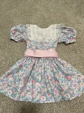 Vintage Girls Peaches n Cream Size 4 Dress Pastel Lace Floral