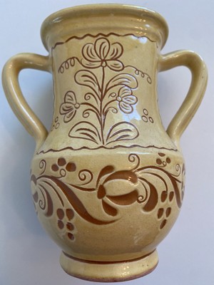 Decorative Small Double Handled Vase Made By Lajos Veres from Mezotur Hungary
