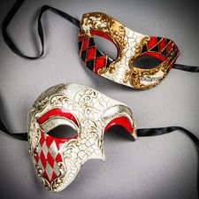 Silver RED Phantom Opera Musical Venetian Masquerade Halloween Couple Mask K44