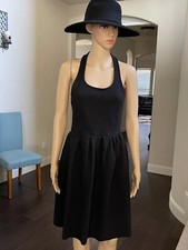 GANNI SIZE M WOMEN NIDI BLACK DRESS BLEND COTTON HALTER NECK EUC