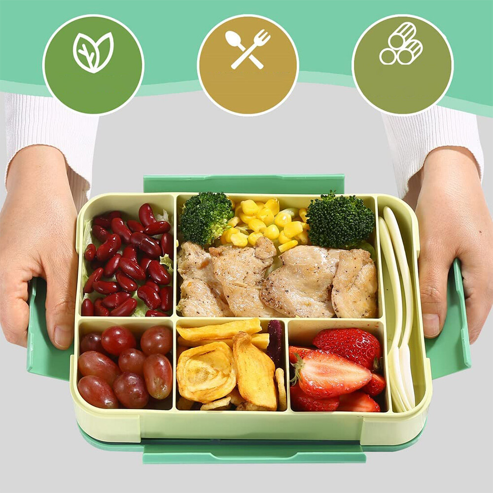 Lunch Box Kids Bento Microwave Safe 6 Removable Compartments Hot Food