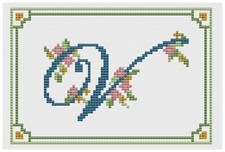 Kit Di Campionamento A Punto Croce - Florashell - Lettera Dell'Alfabeto V