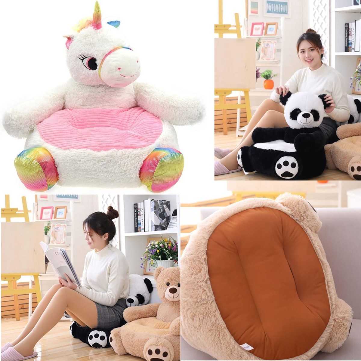 Poltrona per bambini morbida 50 x 50 x 45 cm Unicorno