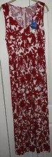 Milly for Design Nation red and white floral print v-neck knit maxi dress Large