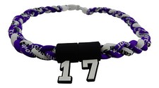 PICK YOUR NUMBER KIDS Purple  White Braided Tornado Necklace Baseball Softball