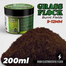 Green Stuff World 11166 Static Grass Flock 9-12mm 200ml - BURNT FIELDS