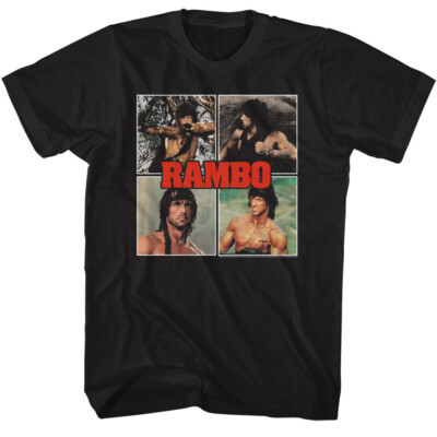 Rambo First Blood John Rambo 1982 Photo Collage Men's T Shirt 80's Movie Merch